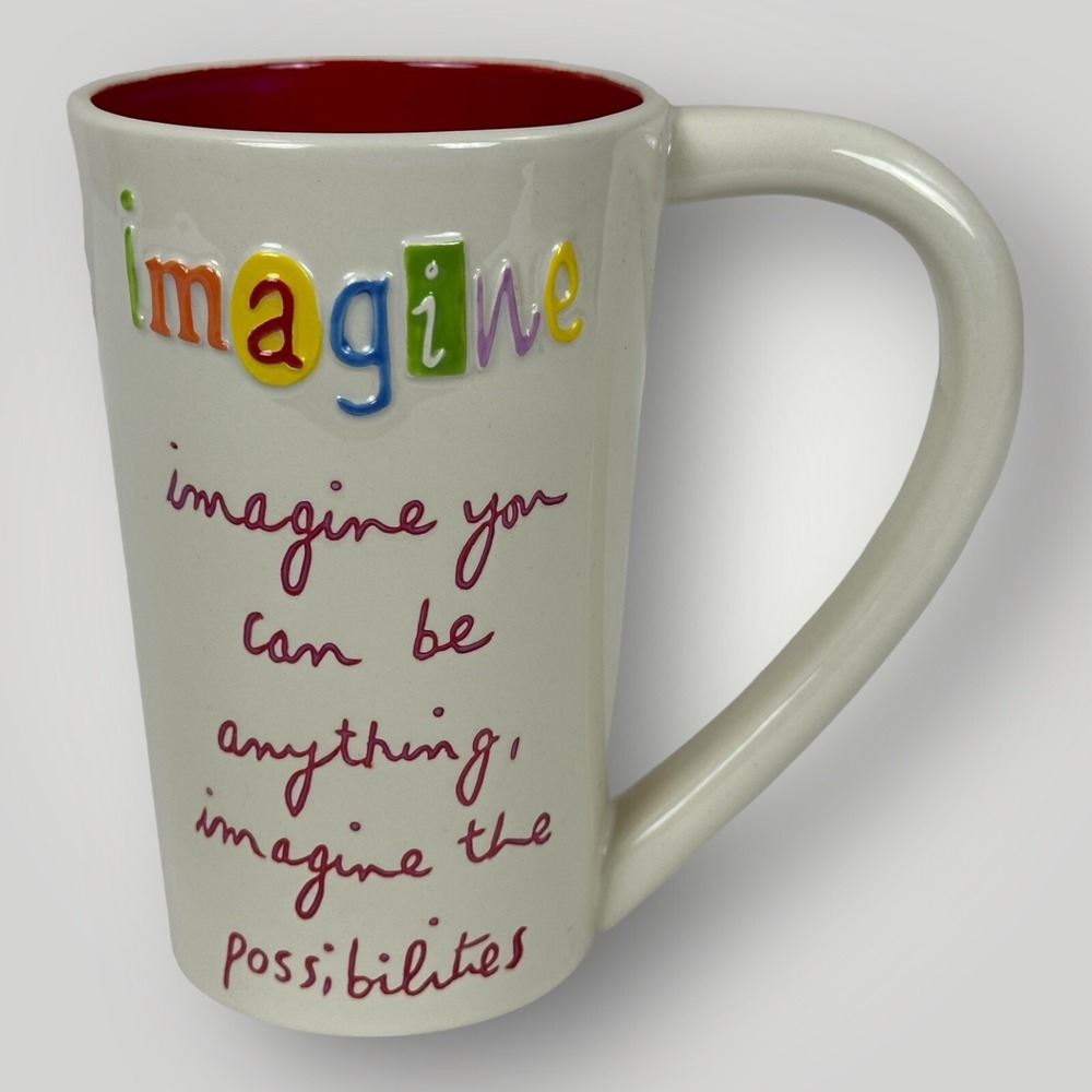 Sandra Magsamen Imagine‎ Coffee Tea Mug 12oz Red Interior Inspirational Cup